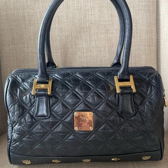 MCM Black Quilted Satchel with Elegant Design - Picture 3 of 16